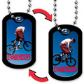 Dog Tag w/ Oblong Shape - Cyclist Stock Lenticular Design (Imprinted)